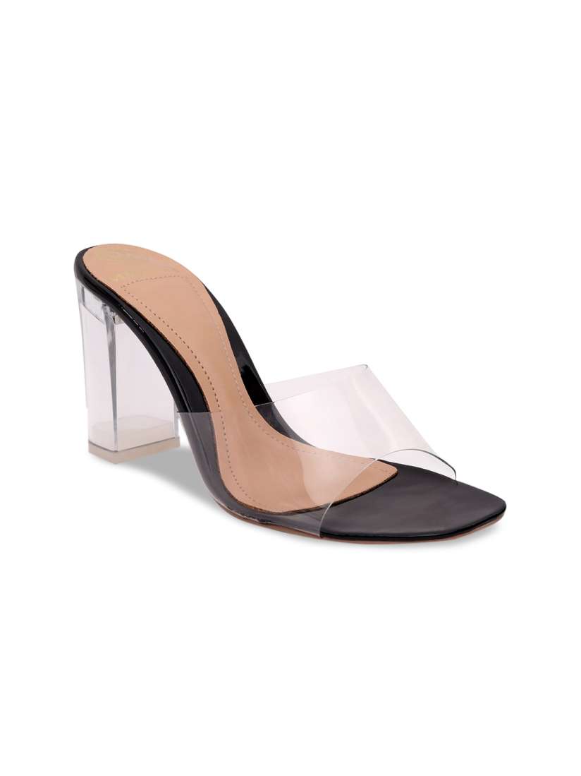 Buy MODA X Black Transparent Solid Block Heels Heels for Women 18975578 Myntra