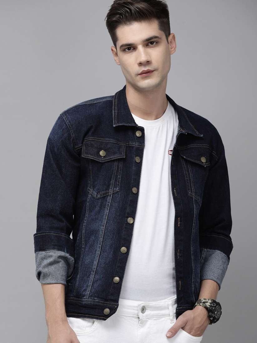 Denim jacket men myntra sales