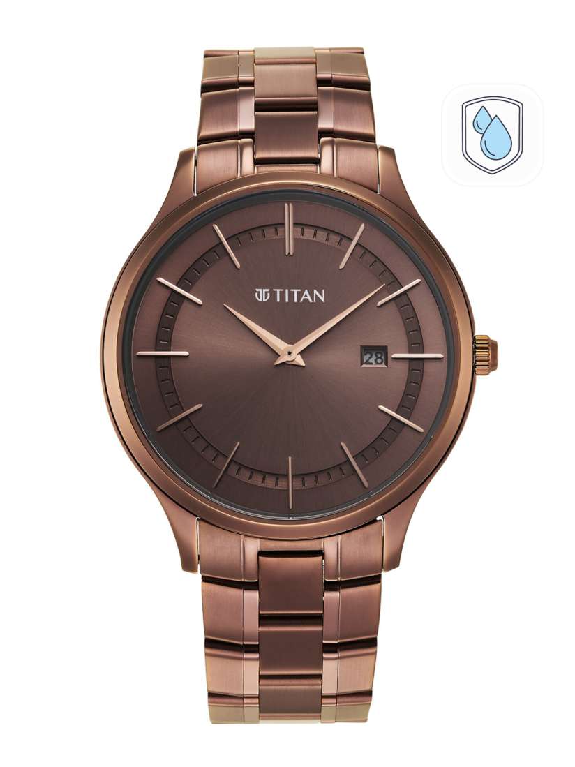 Buy Titan Men Brown Dial Gunmetal Toned Stainless Steel Bracelet Style Straps Analogue Watch Watches for Men 18979354 Myntra