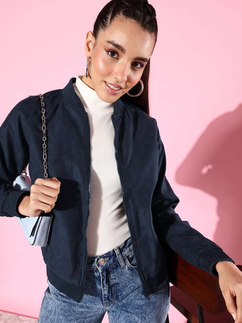 Buy Harvard Women Navy Blue Solid Bomber Jacket Jackets for Women 1898027 Myntra