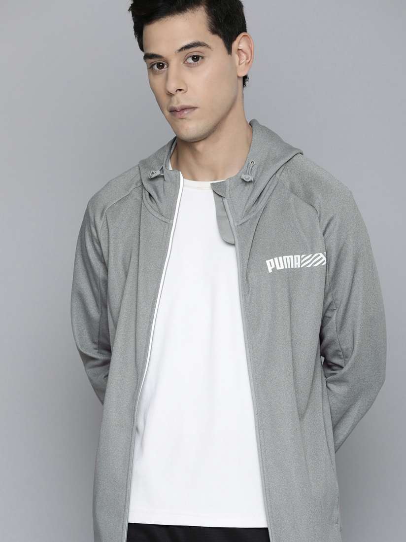 Buy Puma Men Grey Solid Dry Fit Tec Outdoor Regular Fit Sporty Jacket Jackets for Men 18981360 Myntra
