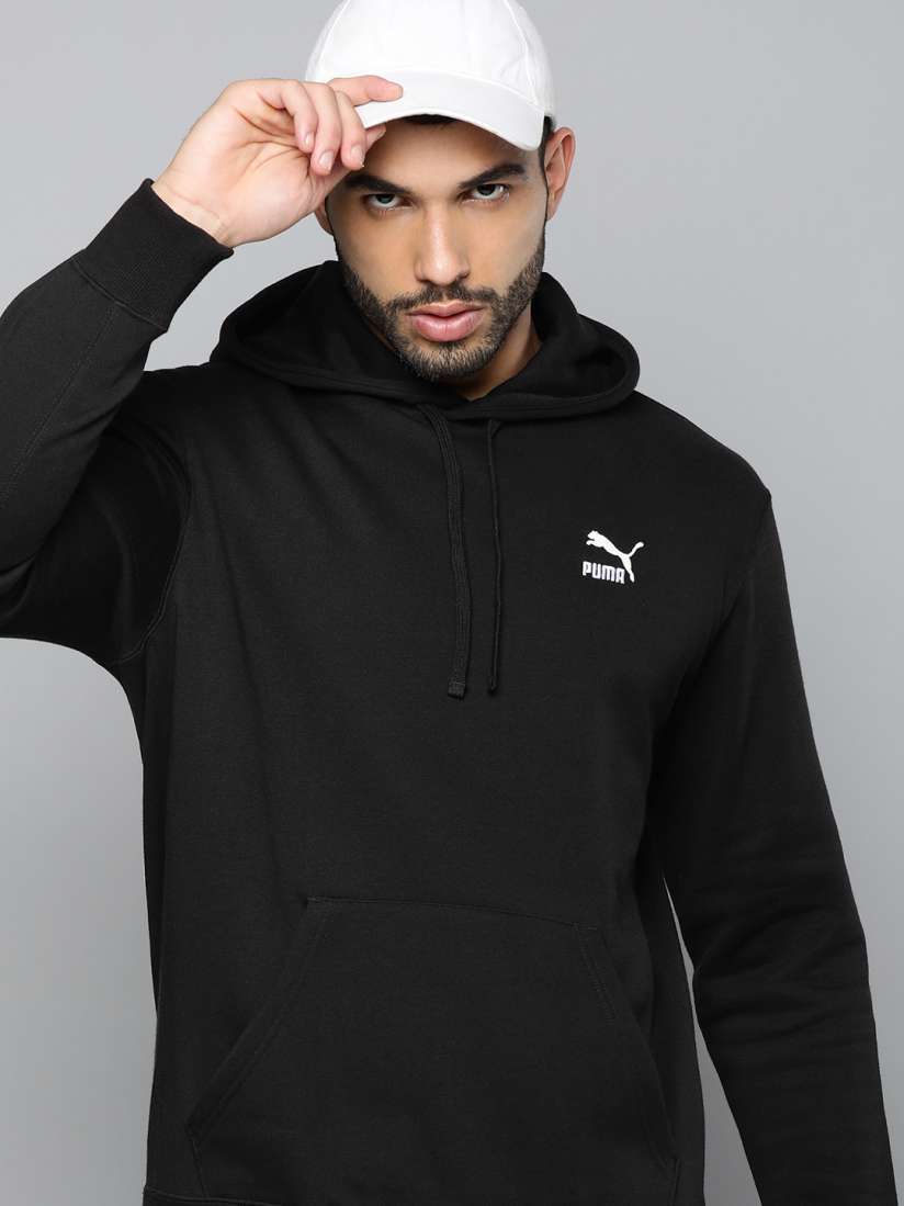 Buy Puma Men Black Classics Hooded Regular Fit Sweatshirt Sweatshirts for Men 18982582 Myntra