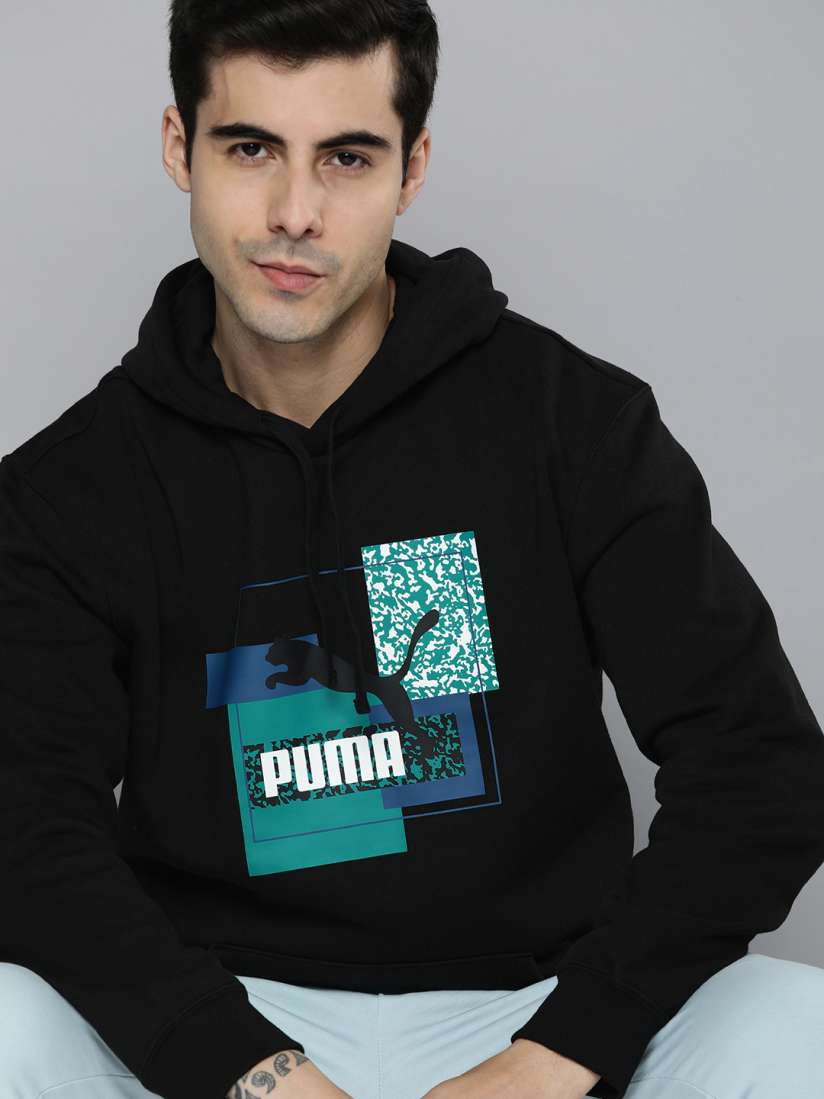 Buy Puma Men Regular Fit Printed Brand Love Hooded Sweatshirt Sweatshirts for Men 18982690 Myntra