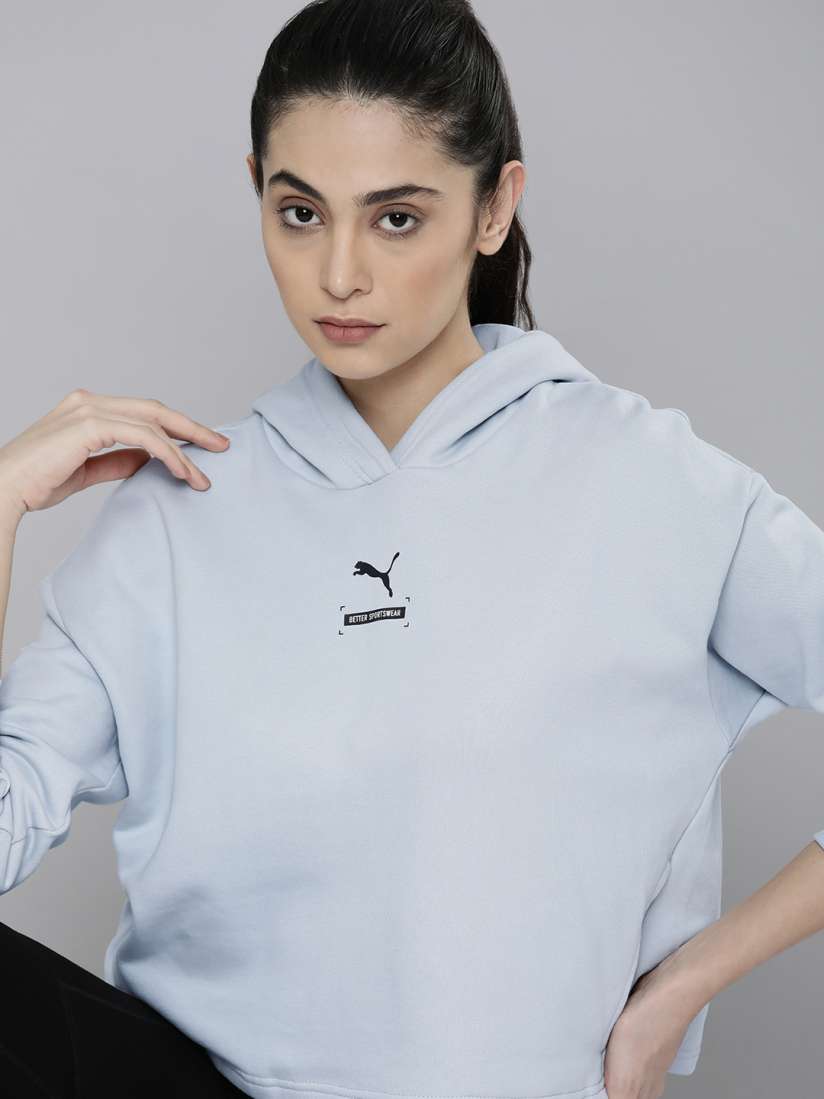 Buy Puma Women Grey Hooded Pure Cotton Sweatshirt Sweatshirts for Women 18982742 Myntra