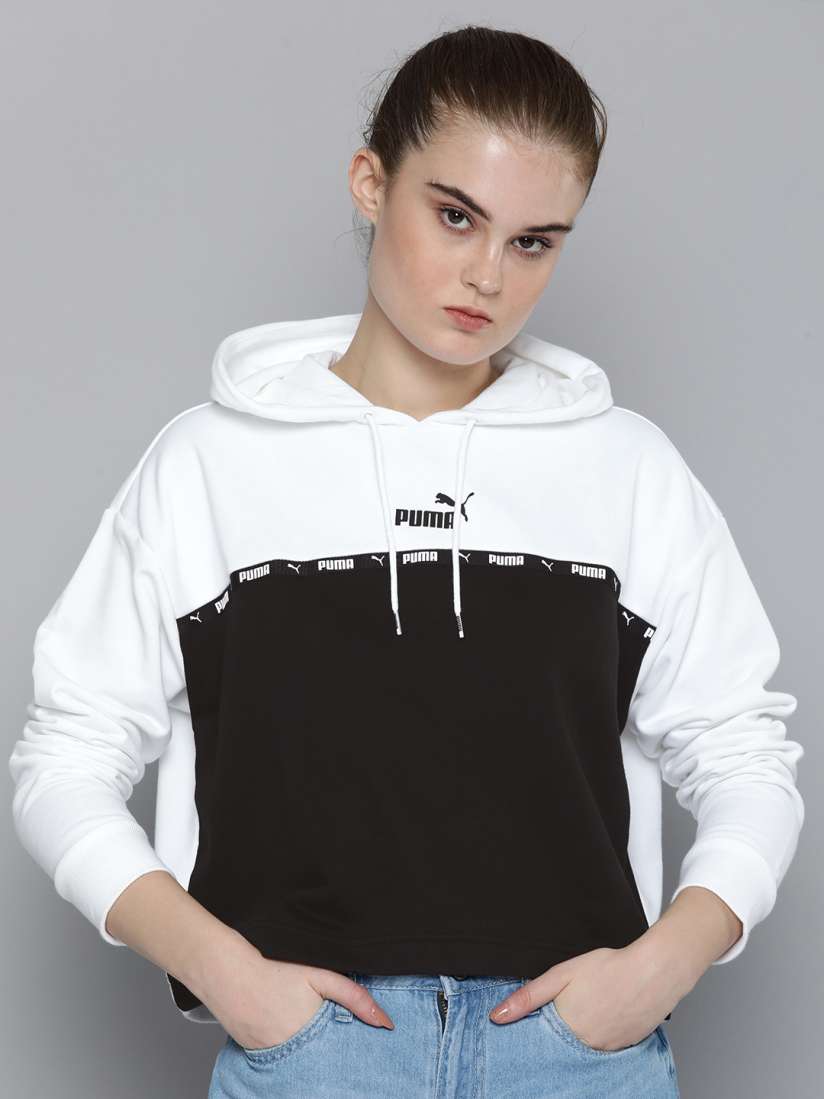 Puma taped hoodie in black clearance