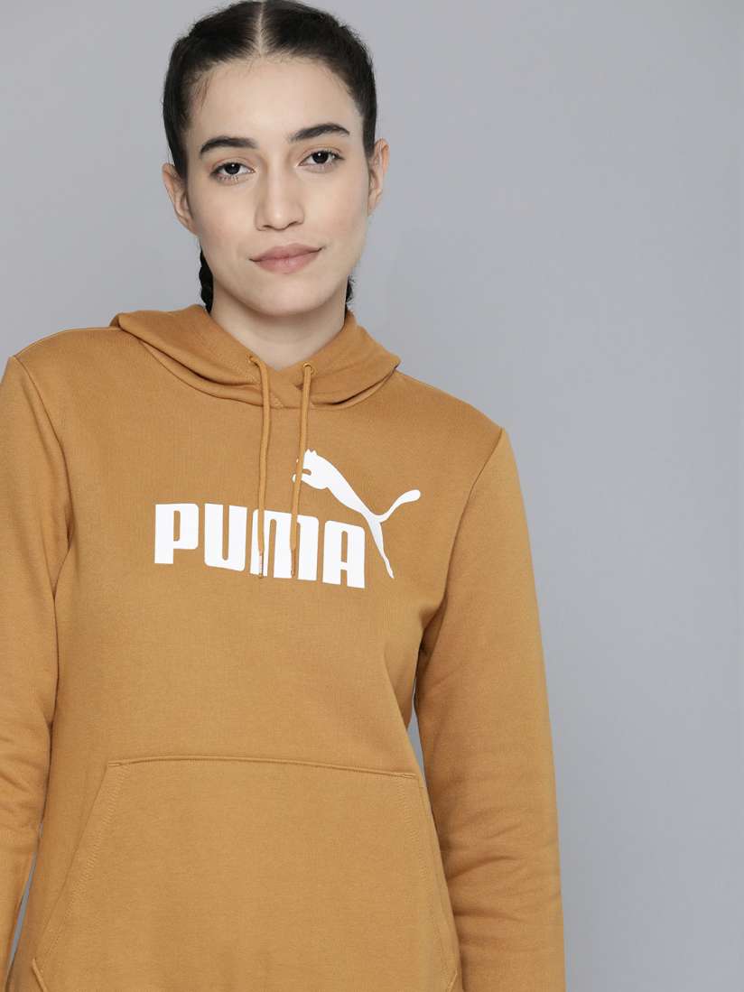 Buy Puma Women Tan Brown Essentials Printed Hooded Sweatshirt Sweatshirts for Women 18982800 Myntra