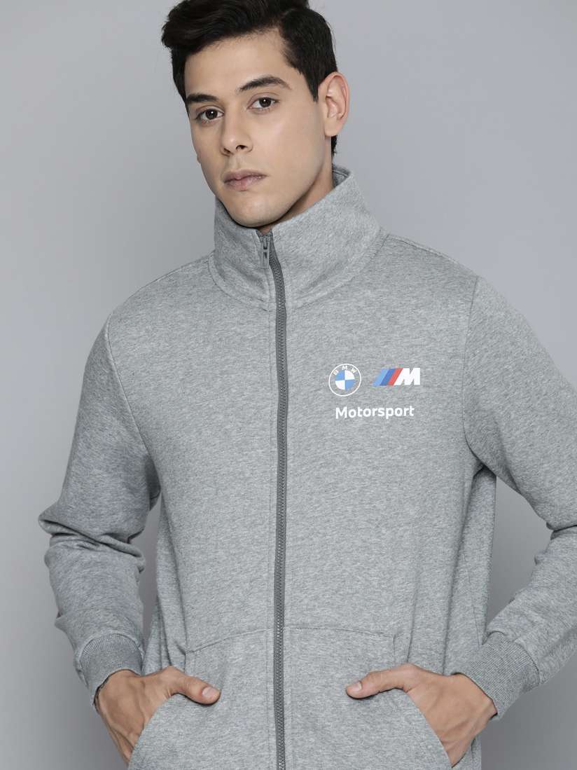 Buy PUMA Motorsport Men Grey Melange Solid BMW Motorsport ESS FLEECE Regular Fit Sporty Jacket Jackets for Men 18982944 Myntra