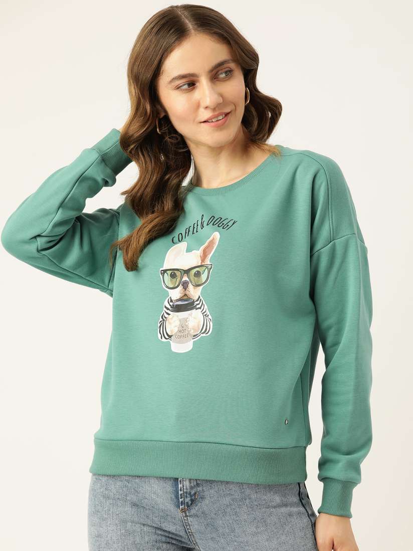 Buy Monte Carlo Women Green Beige Printed Sweatshirt Sweatshirts for Women 18983258 Myntra