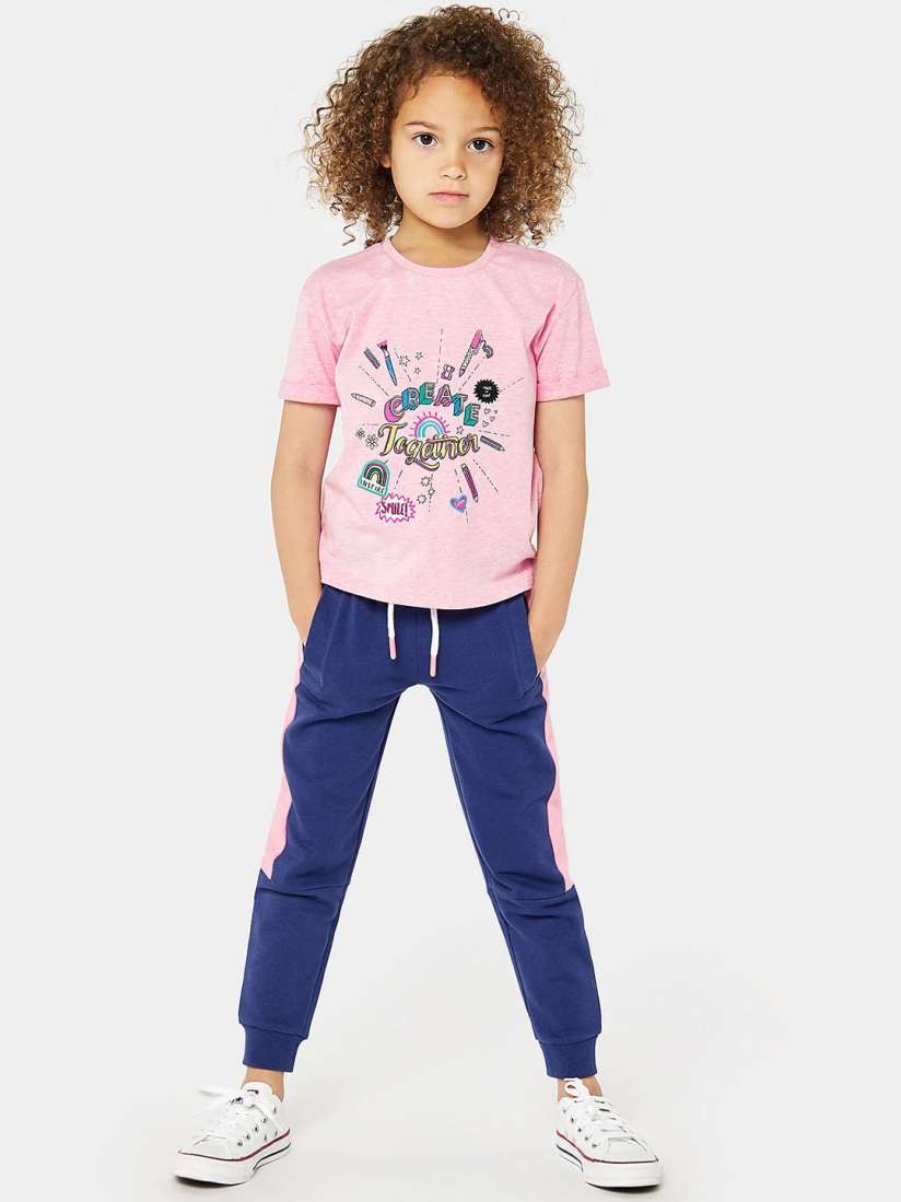 Buy mothercare Girls Blue Side Stripe Pure Cotton Joggers Track Pants for Girls 18985314 Myntra