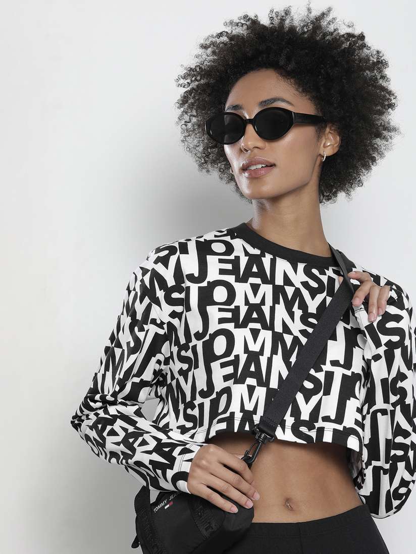 Cropped Tommy Hilfiger Leo Print Women's Sweater Tommy Jeans