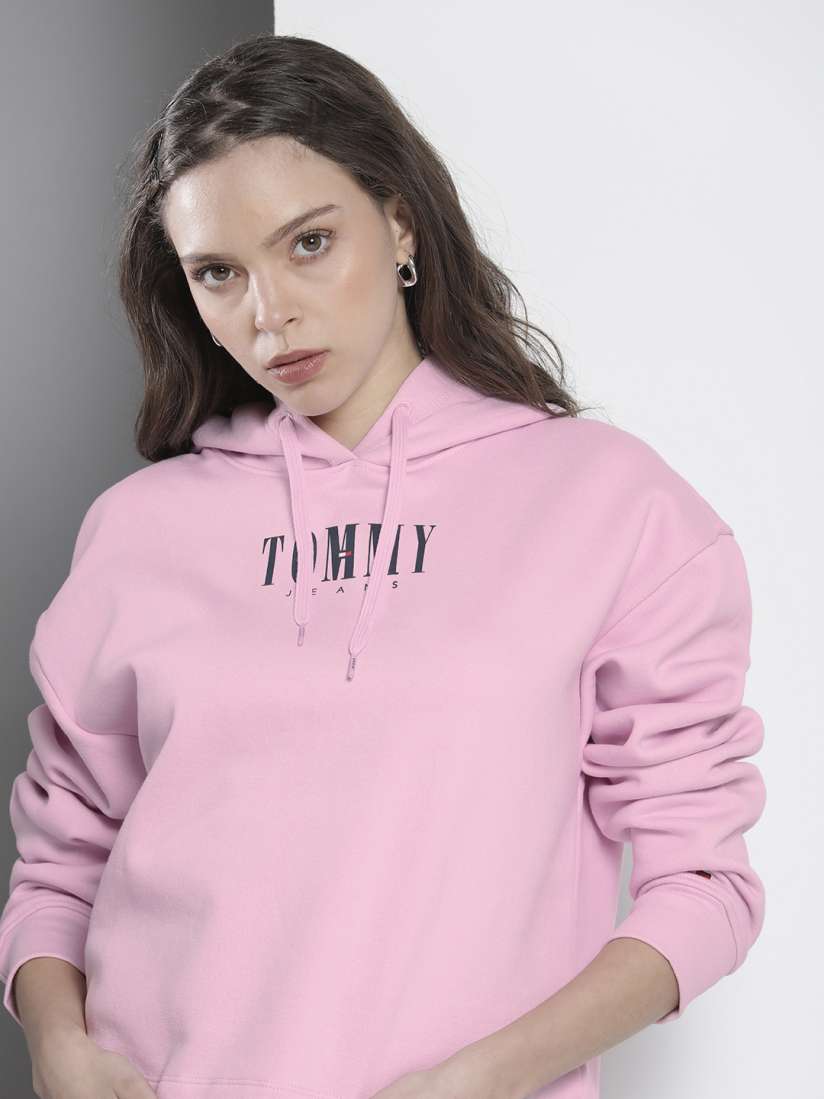Buy Tommy Hilfiger Women Pink Brand Logo Printed Hooded Pullover Sweatshirt Sweatshirts for Women 18987172 Myntra