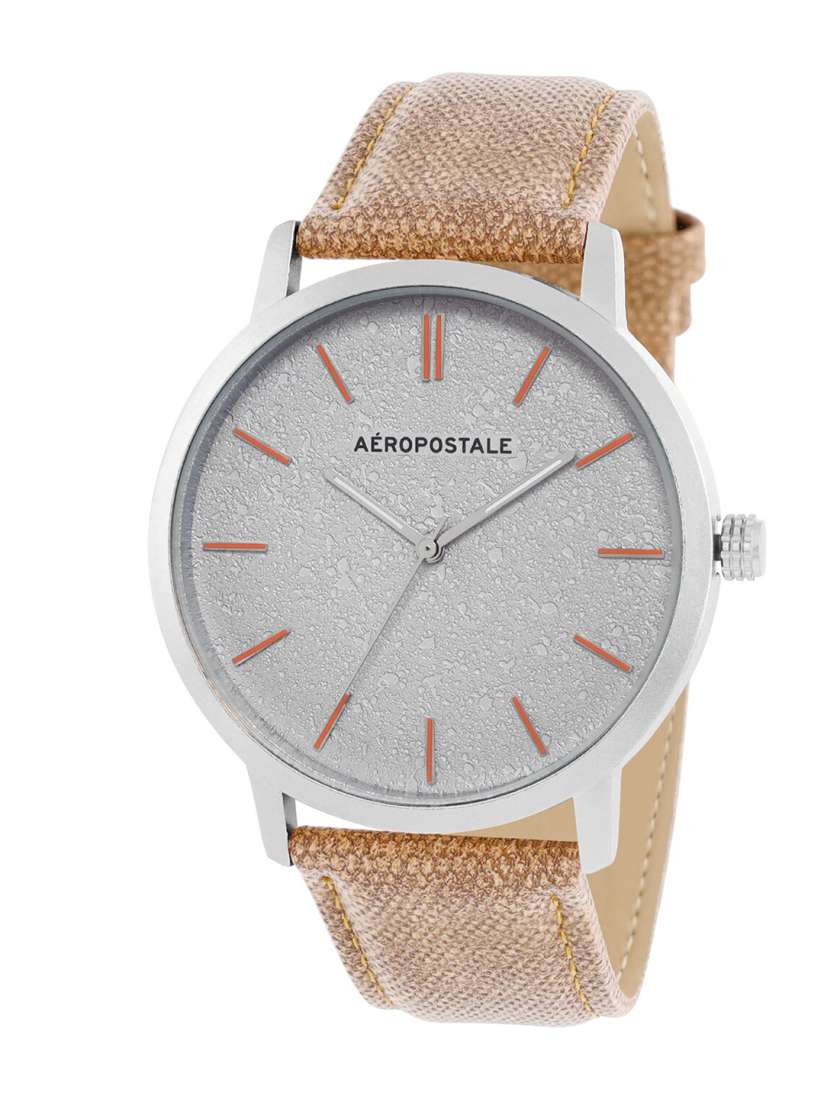 Buy Aeropostale Men Silver Toned Brass Dial Beige Straps Analogue Watch Watches for Men 18991216 Myntra