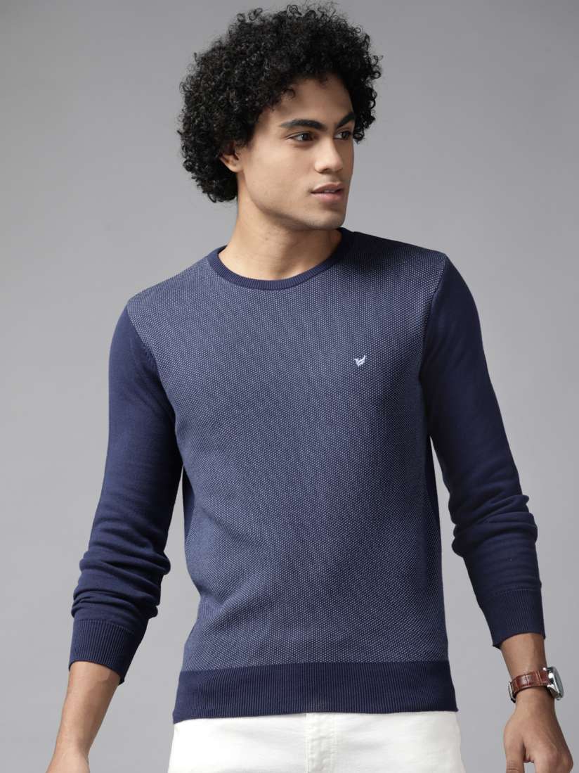 Buy Blackberrys Men Navy Blue Pure Cotton Pullover Sweaters for Men 18993358 Myntra