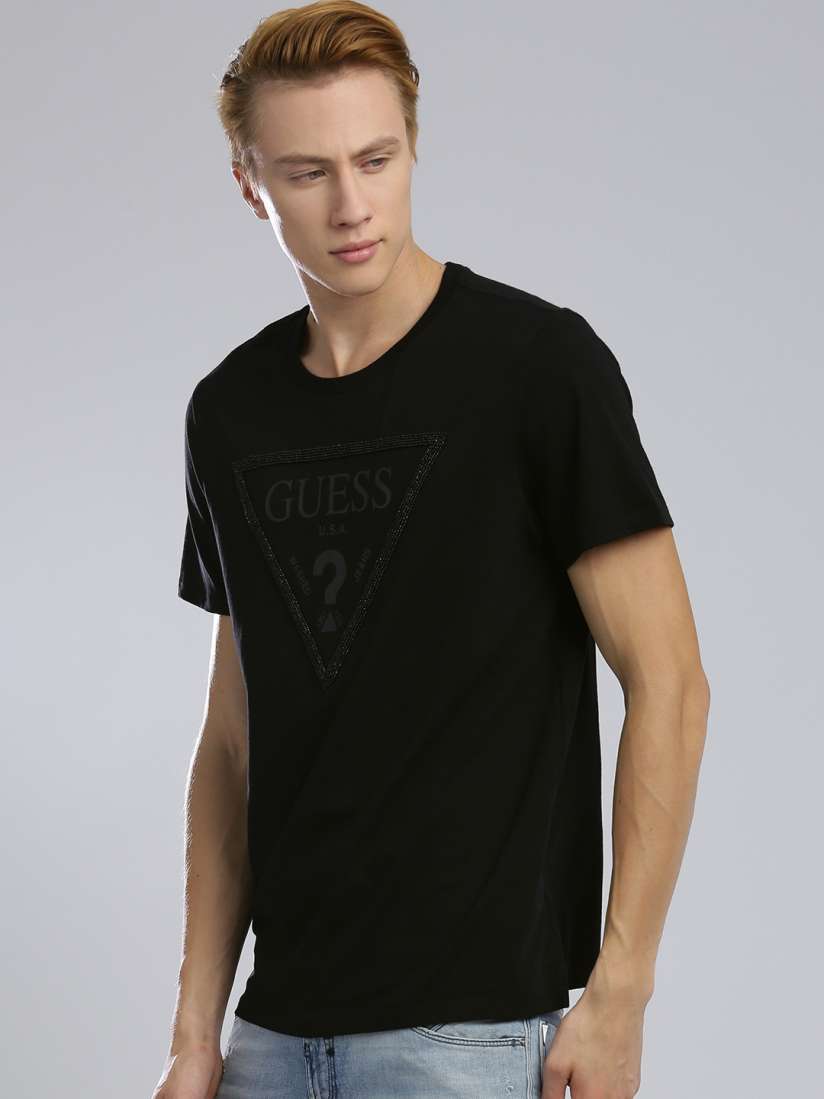 Buy GUESS Men Black Beaded Printed T shirt Tshirts for Men 1899634 Myntra