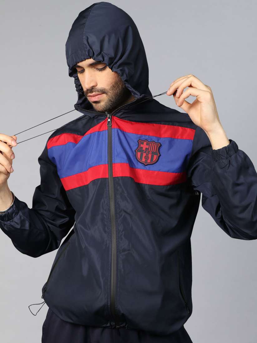 Buy FC Barcelona Men Navy Blue FC Barcelona Windbreaker Jacket Jackets for Men 18997370 Myntra