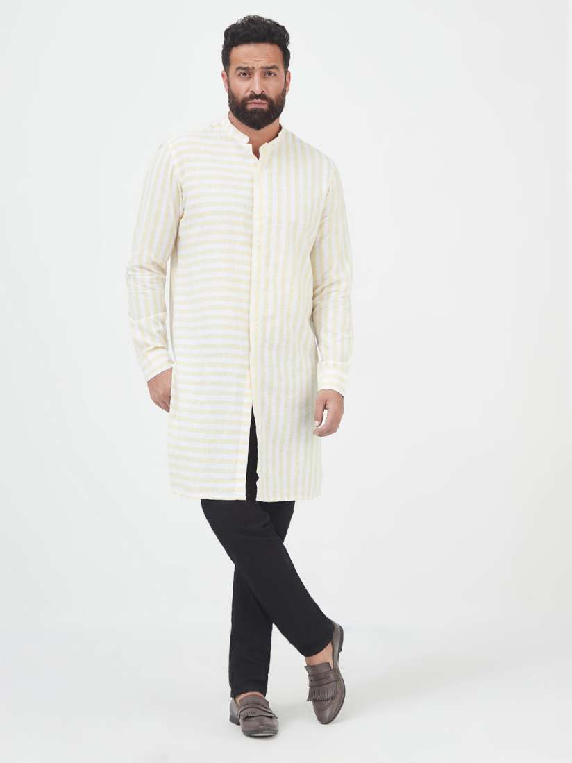 Buy MR BUTTON Men Yellow Off White Kurta Kurtas for Men 18999994 Myntra
