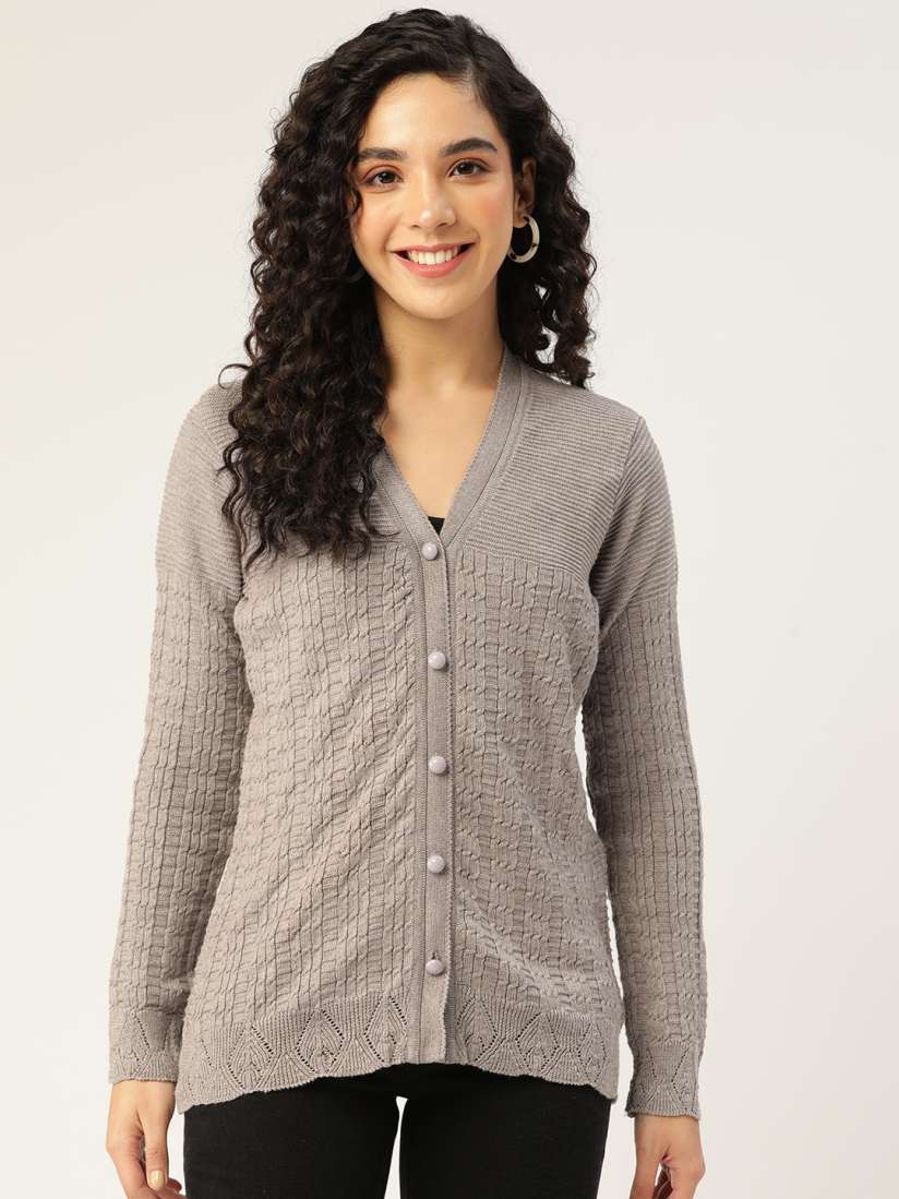 Buy American Eye Women Taupe Cardigan Sweaters for Women 19001234 Myntra