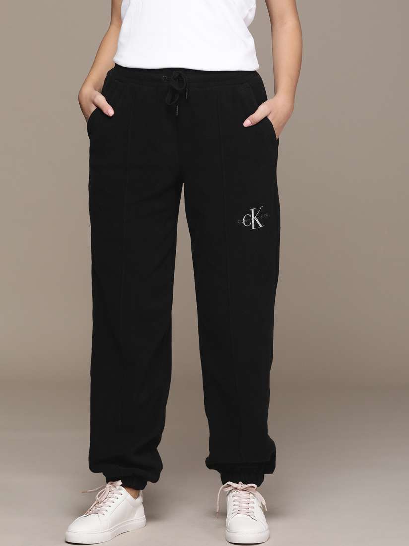 Buy Calvin Klein Jeans Women Black Fleece Joggers Track Pants for Women 19008296 Myntra