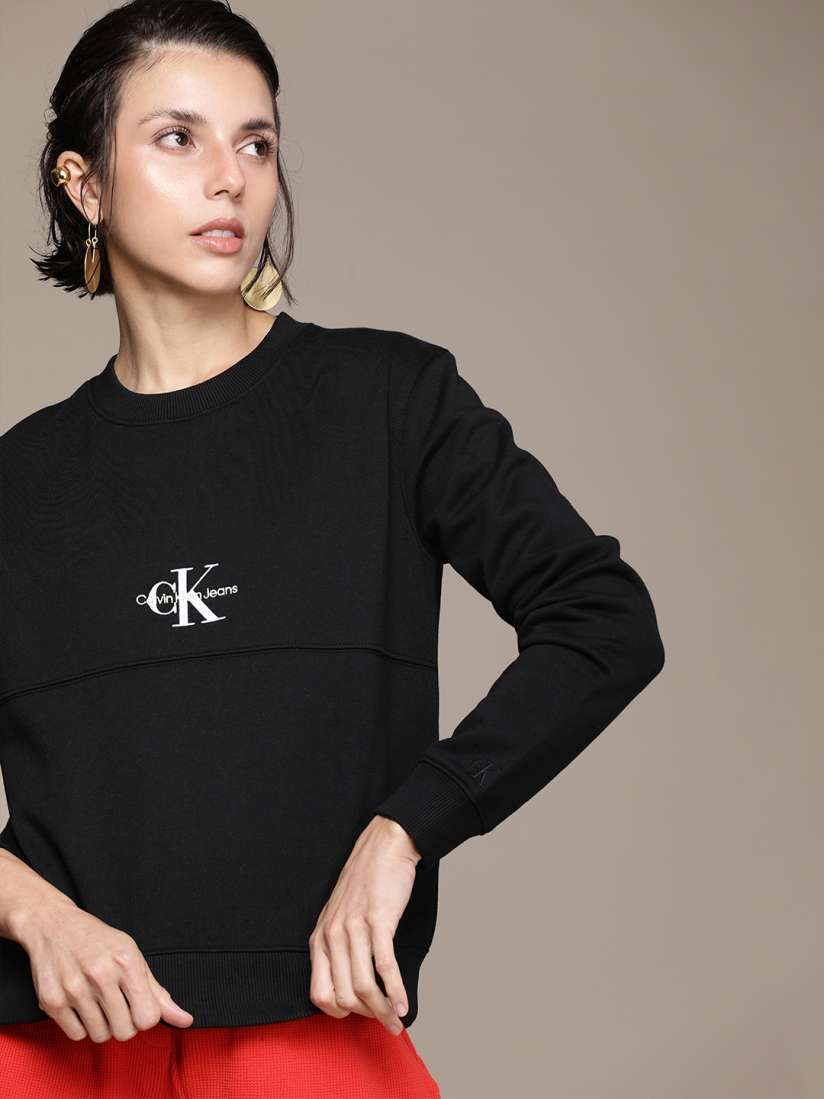 Buy Calvin Klein Jeans Women Black Sweatshirt Sweatshirts for Women 19009078 Myntra
