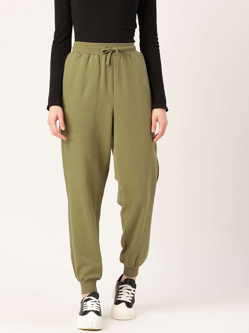Buy DressBerry Women Pure Cotton Solid Joggers Track Pants for