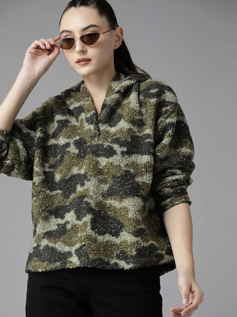 Olive green sherpa pullover online