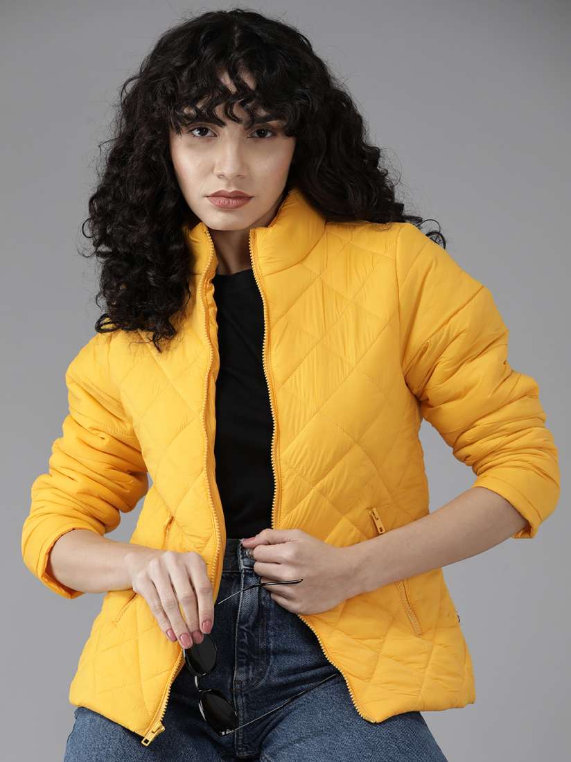 Buy Roadster Women Mustard Yellow Solid Quilted Jacket Jackets for Women 19018918 Myntra