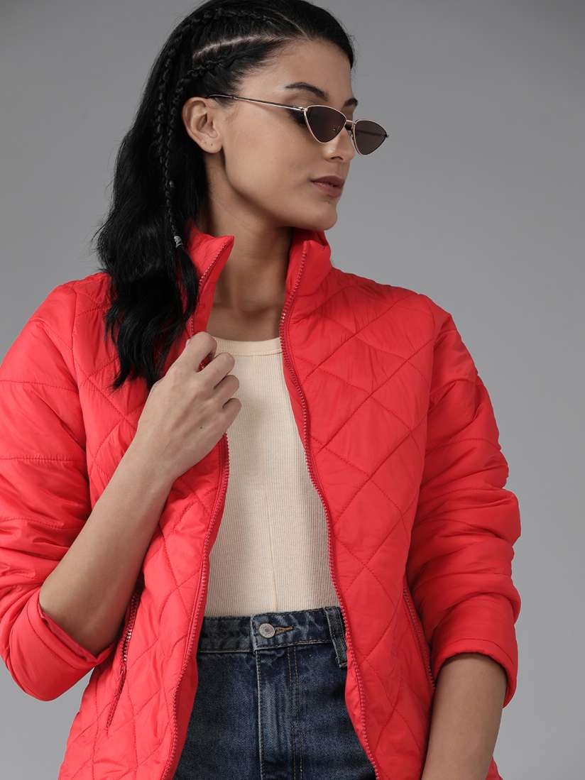 Solid quilted jacket deals