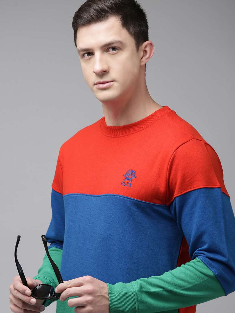 Buy U.S. Polo Assn. Men Red Blue Colourblocked Sweatshirt Sweatshirts for Men 19020042 Myntra