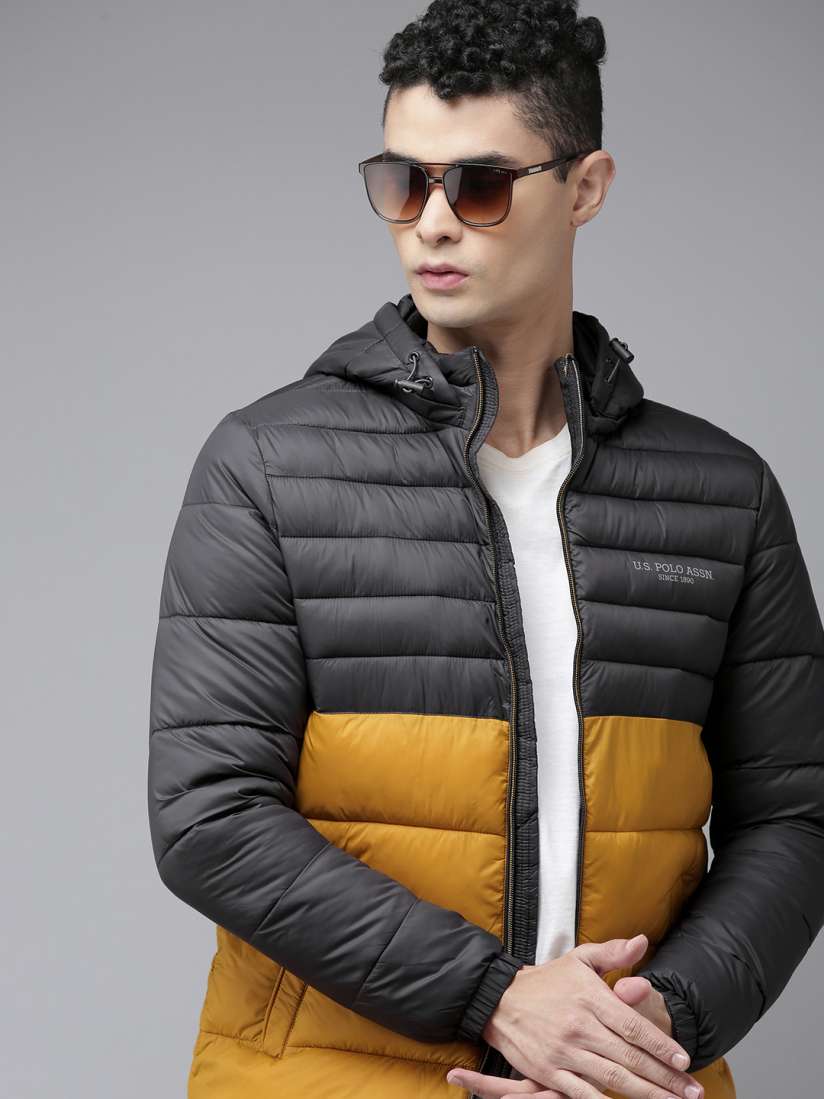 Buy U S Polo Assn Men Navy Blue Mustard Yellow Colourblocked Puffer Jacket Jackets for Men 19020534 Myntra