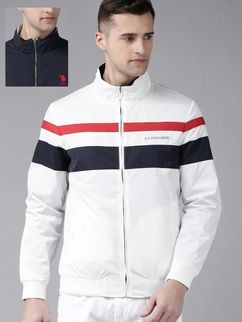 Buy U.S. Polo Assn. Men White Navy Blue Solid Reversible Open Front Jacket Jackets for Men 19020568 Myntra
