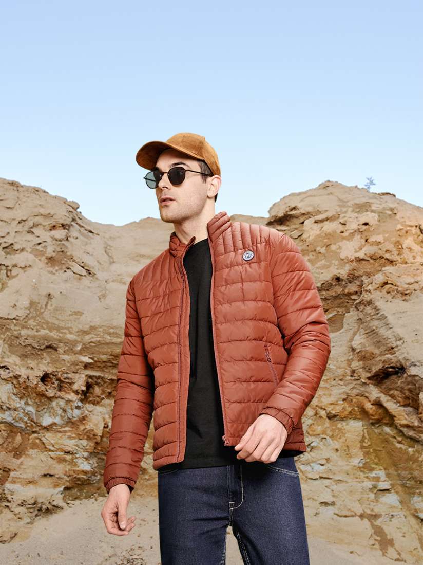 Rust puffer jacket store