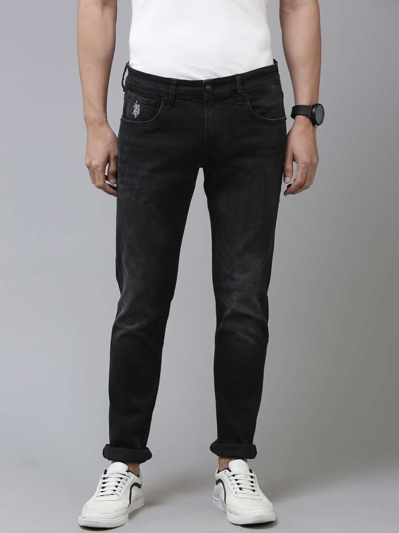 Buy U.S. Polo Assn. Denim Co. Men Black Slim Fit Light Fade Stretchable Jeans Jeans for Men 19021954 Myntra