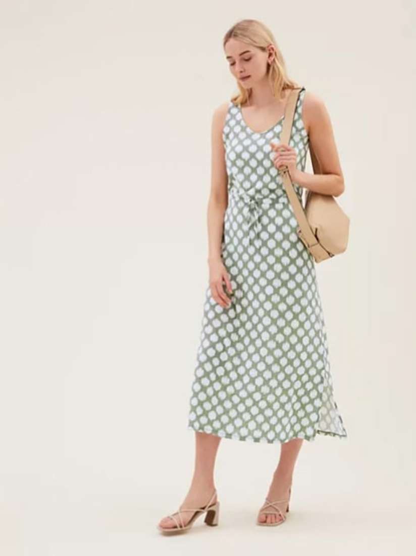 Buy Marks Spencer Khaki Linen Maxi Dress Dresses for Women 19025056 Myntra