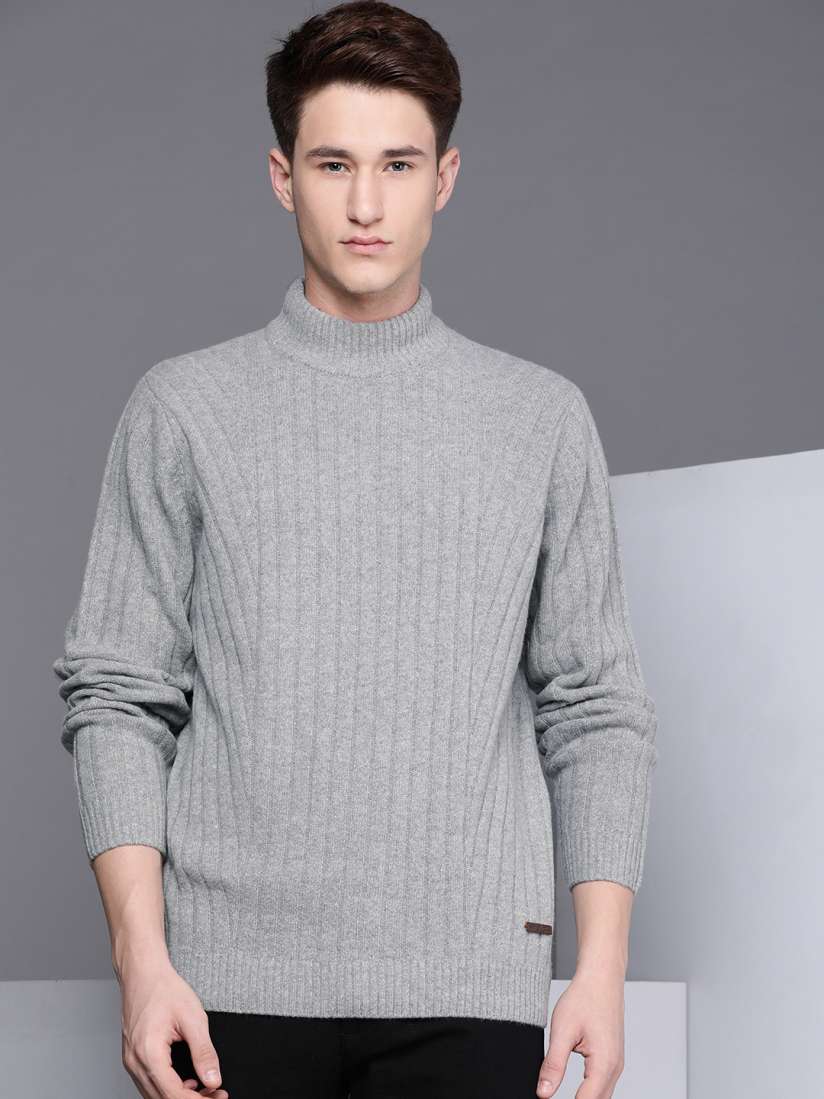 Buy Kenneth Cole Men Grey Ribbed Pullover Sweaters for Men 19025680 Myntra