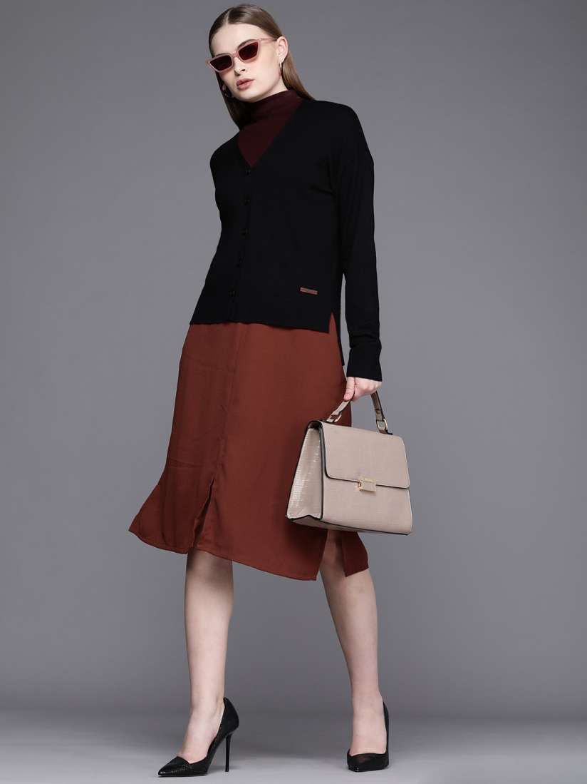 Buy Kenneth Cole Verve Women Jet Black V Neck Cardigan Sweaters for Women 19025682 Myntra