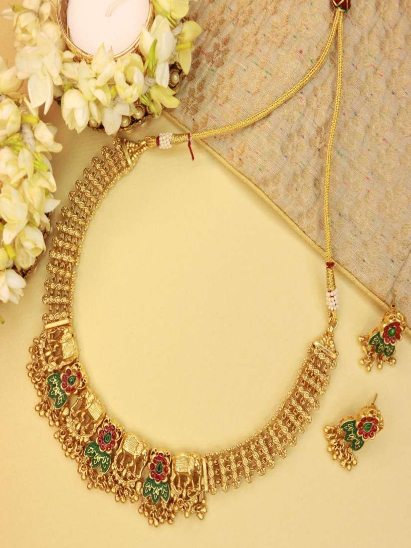 Buy I Jewels Gold Plated Traditional Choker Jewellery Set Jewellery Set for Women 19037452 Myntra