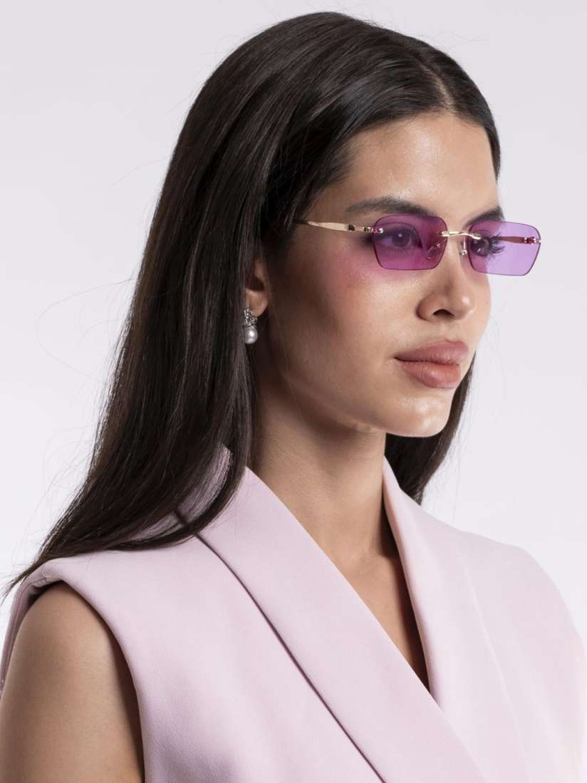 Buy Voyage Unisex Purple Lens Gold Toned Rectangle Sunglasses with UV Protected Lens Sunglasses for Unisex 19037896 Myntra