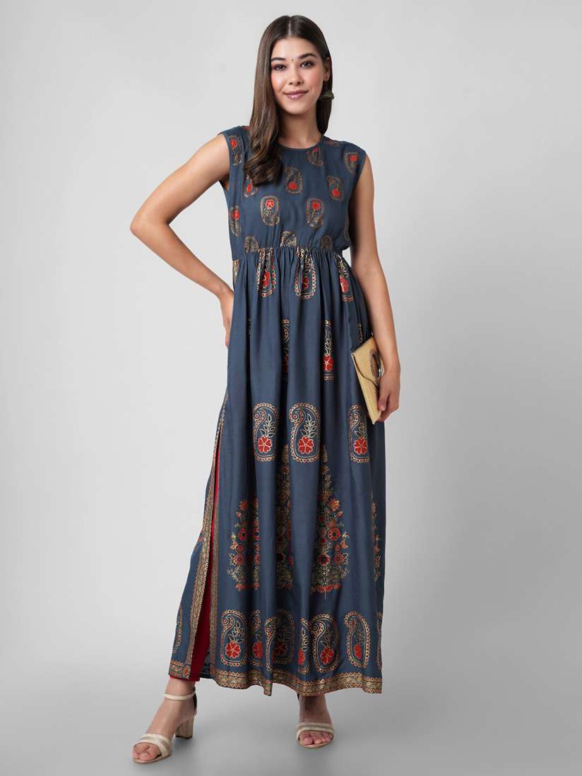 Buy DRESSAR Women Grey Floral Maxi Dress Dresses for Women 19043518 Myntra