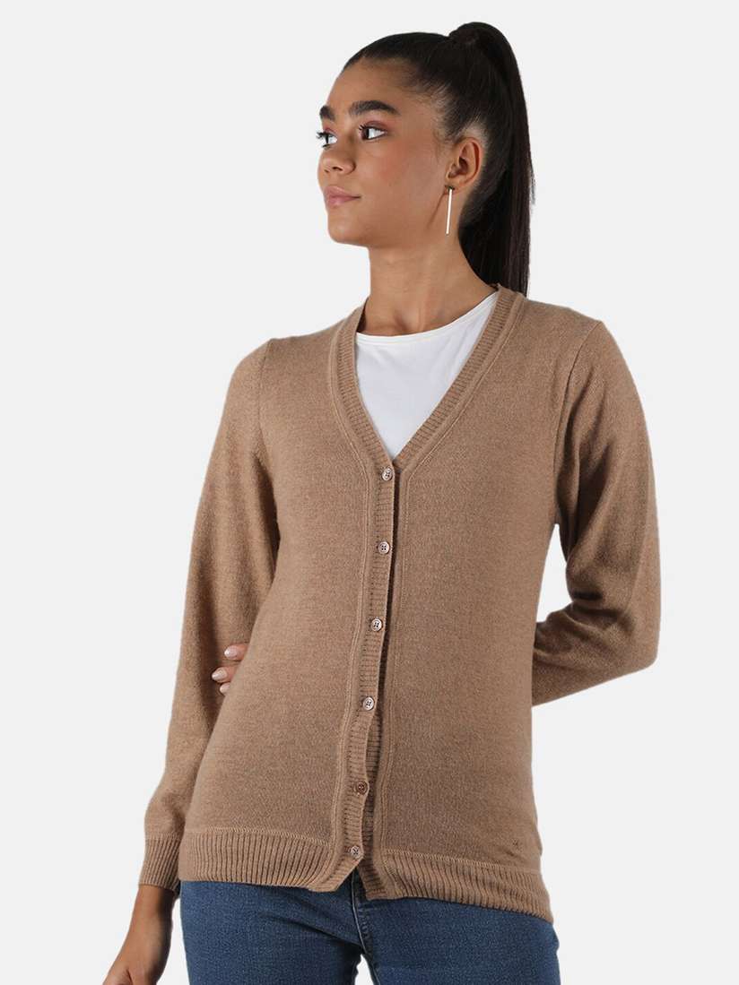Buy Monte Carlo Women Beige Cardigan Sweaters for Women 19055286