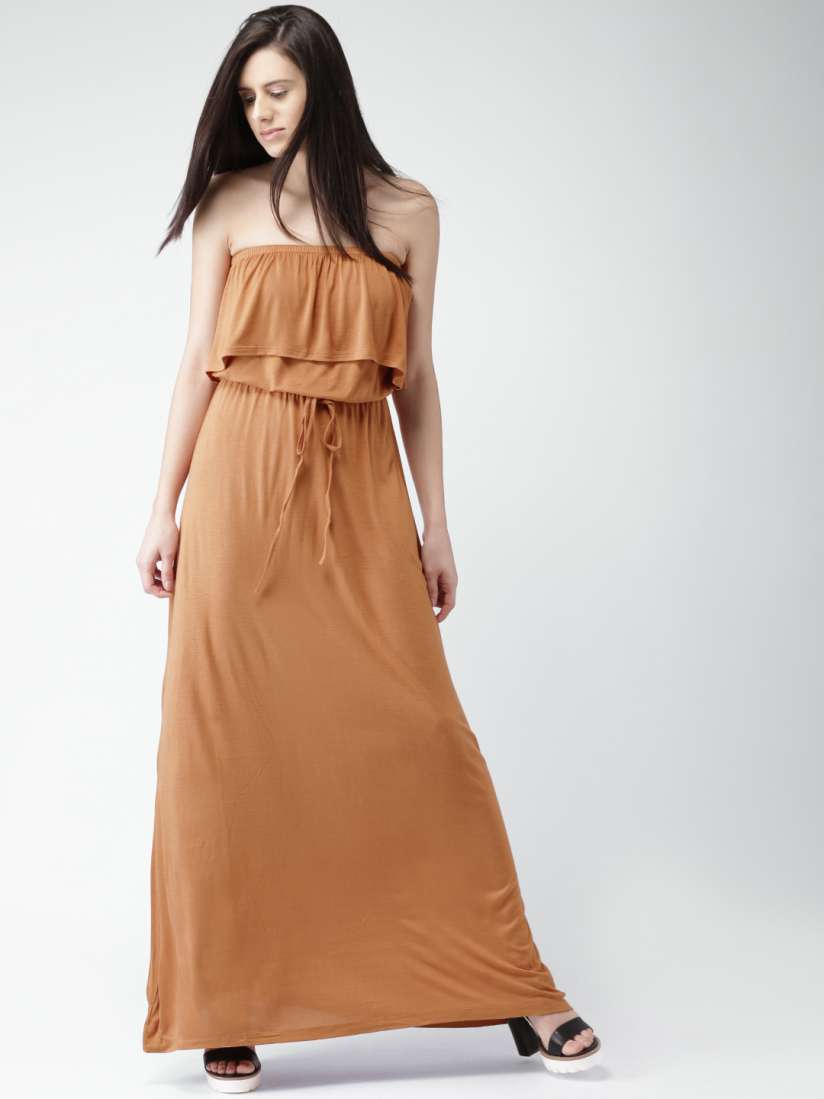 Buy FOREVER 21 Women Rust Solid Maxi Dress Dresses for Women 1905980 Myntra