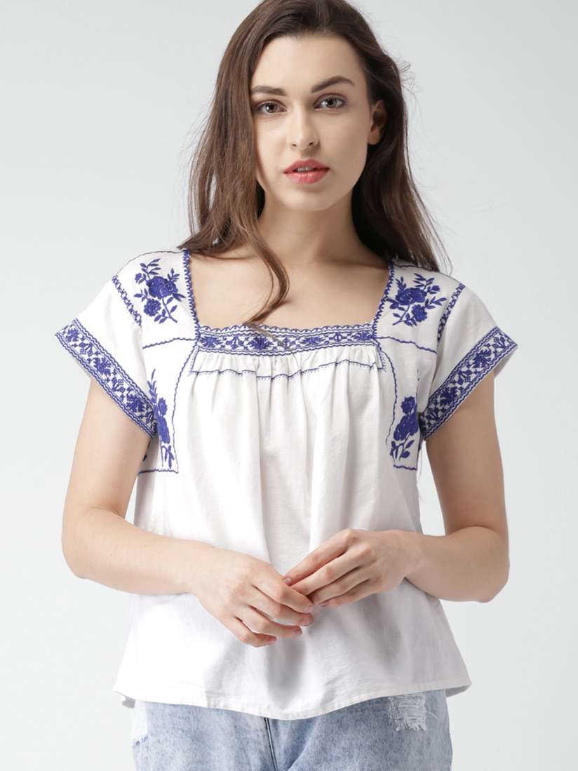 Buy FOREVER 21 Women White Self Design Top Tops for Women 1906105 Myntra