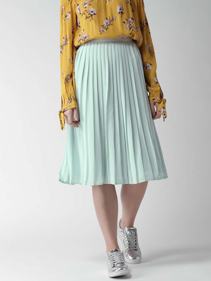Forever 21 green pleated skirt deals
