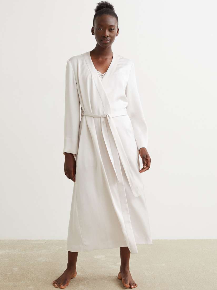 White silky dressing gown store