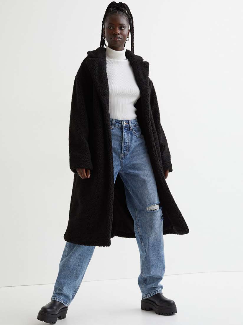 H&m teddy coat black outlet