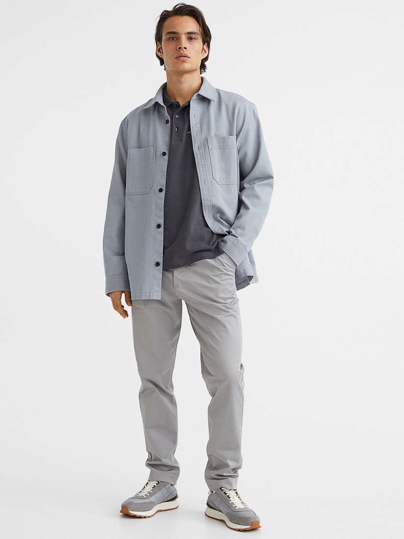 Buy H M Men Grey Solid Slim Fit Cotton Chinos Trousers for Men 19074250 Myntra