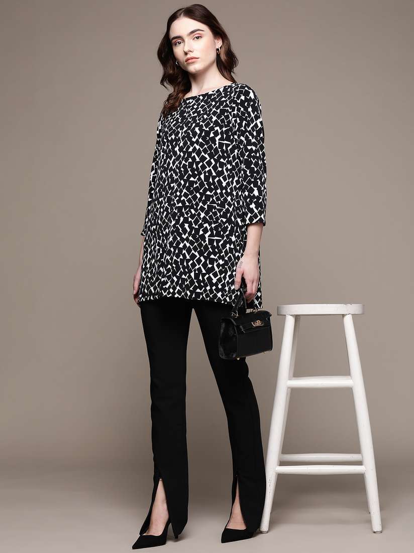 alfani black and white top