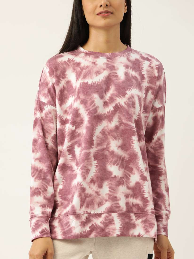 Buy Macy s Ideology Women Mauve White Tie Dye Printed Sweatshirt Sweatshirts for Women 19074974 Myntra