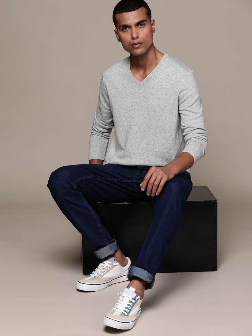 Buy Macy s Club Room Men Grey Melange Solid Pullover Sweaters for Men 19075108 Myntra