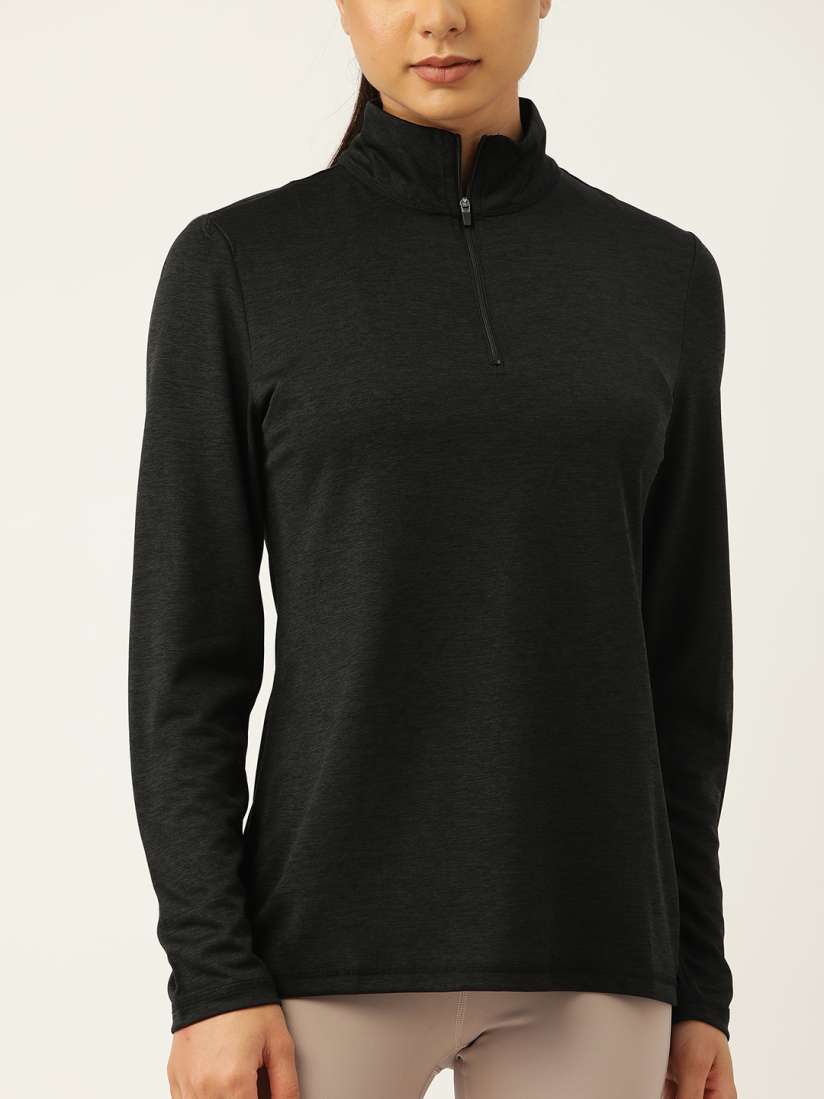 Buy Macy s Ideology Women Black Solid Mock Collar Sweatshirt Sweatshirts for Women 19075218 Myntra