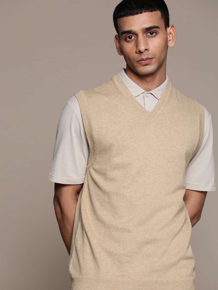 Buy Macy s Club Room Men Beige Solid Sweater Vest Sweaters for Men 19075240 Myntra
